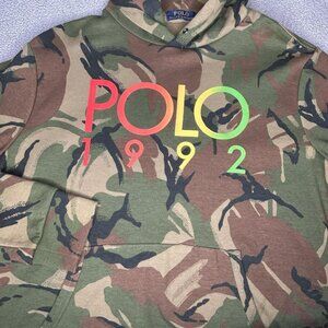 Polo Ralph Lauren Hoodie Mens Medium Camo POLO 1992 Stadium Pullover Sweatshirt